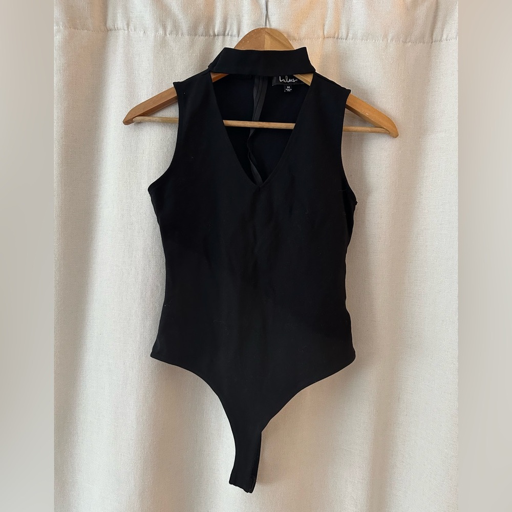 Lulus Powerhouse Black Sleeveless Bodysuit